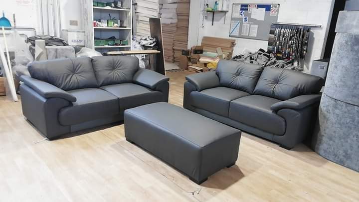 The Black Leather Kansas 3+2/Corner Sofa's - Sofaclub UK